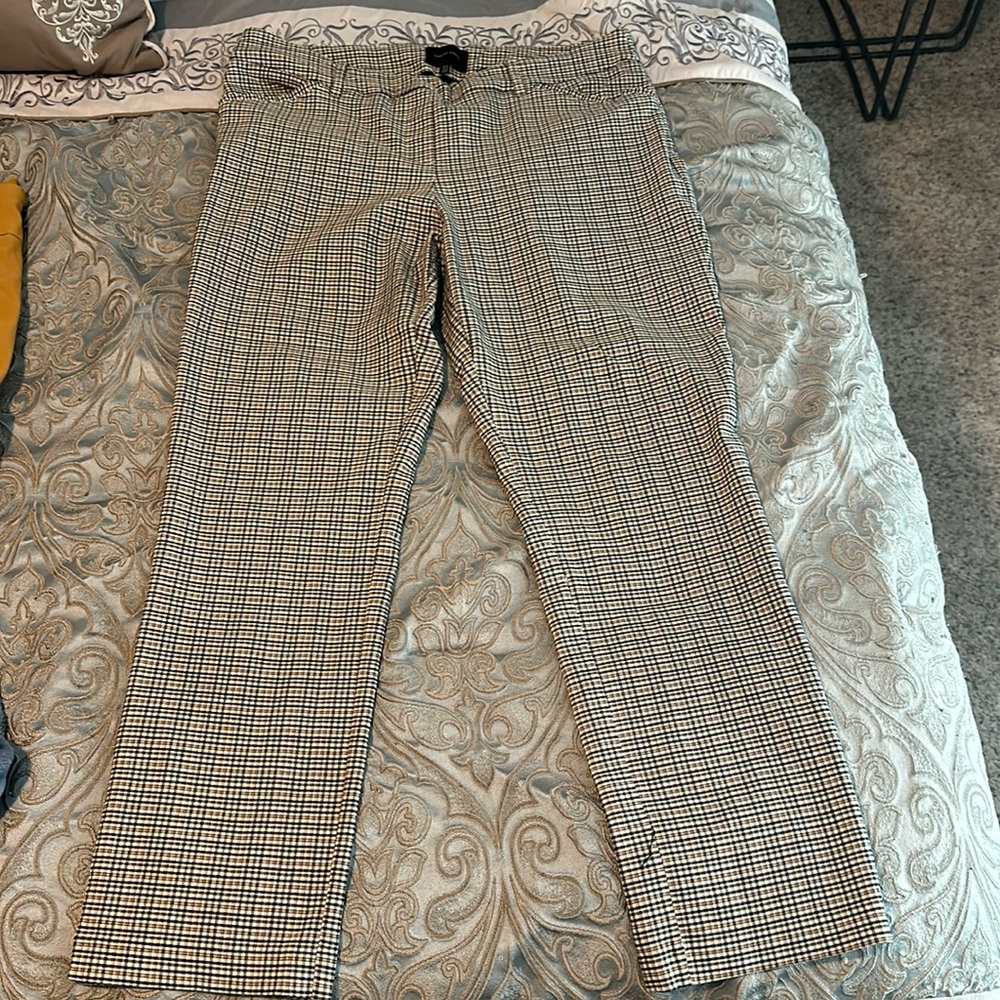 Women’s Dress Pants, size 12, black, tan and white striped